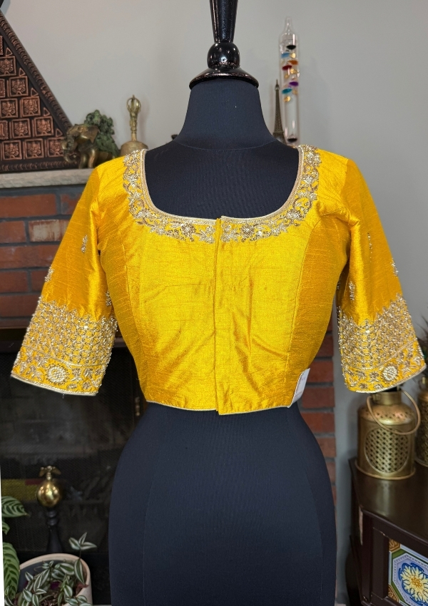 Mustard Zardosi Raw Silk Blouse